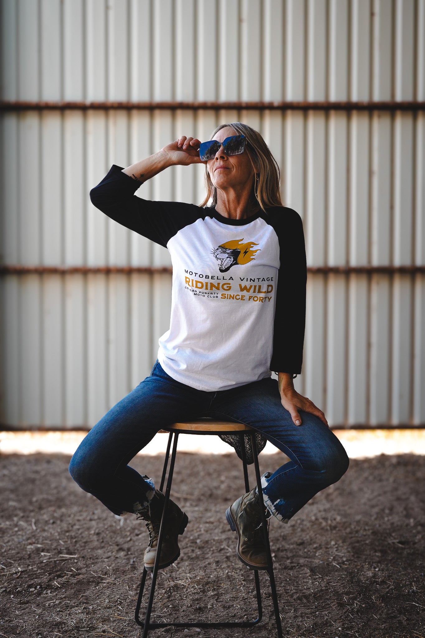 MotoBella Vintage ¾ Sleeve Raglan – Riding Wild Since Forty
