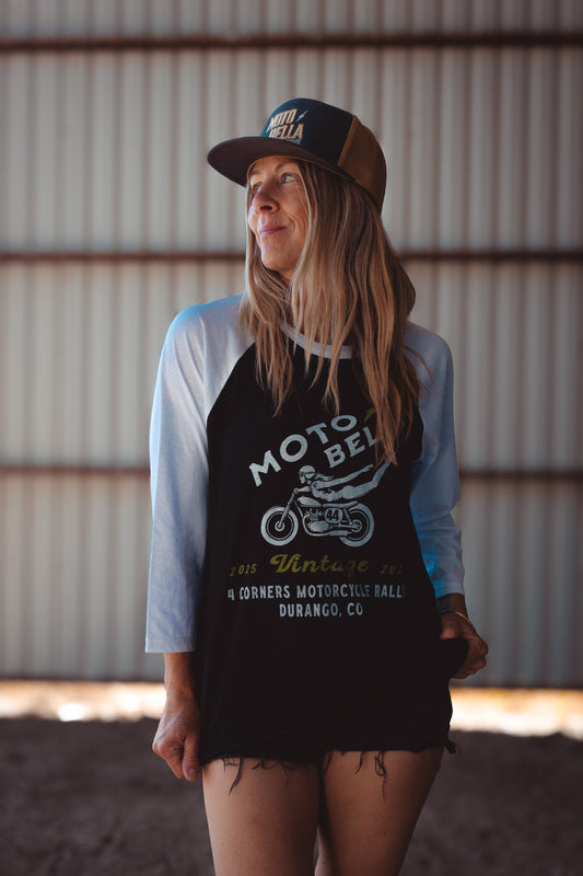 MotoBella Vintage Raglan – Durango Rally 2025