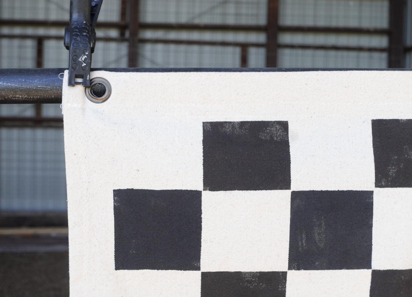 Handmade Checkered Flag in Bone, Horizontal