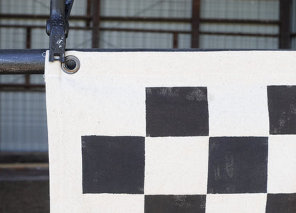 Handmade Checkered Flag in Bone, Horizontal