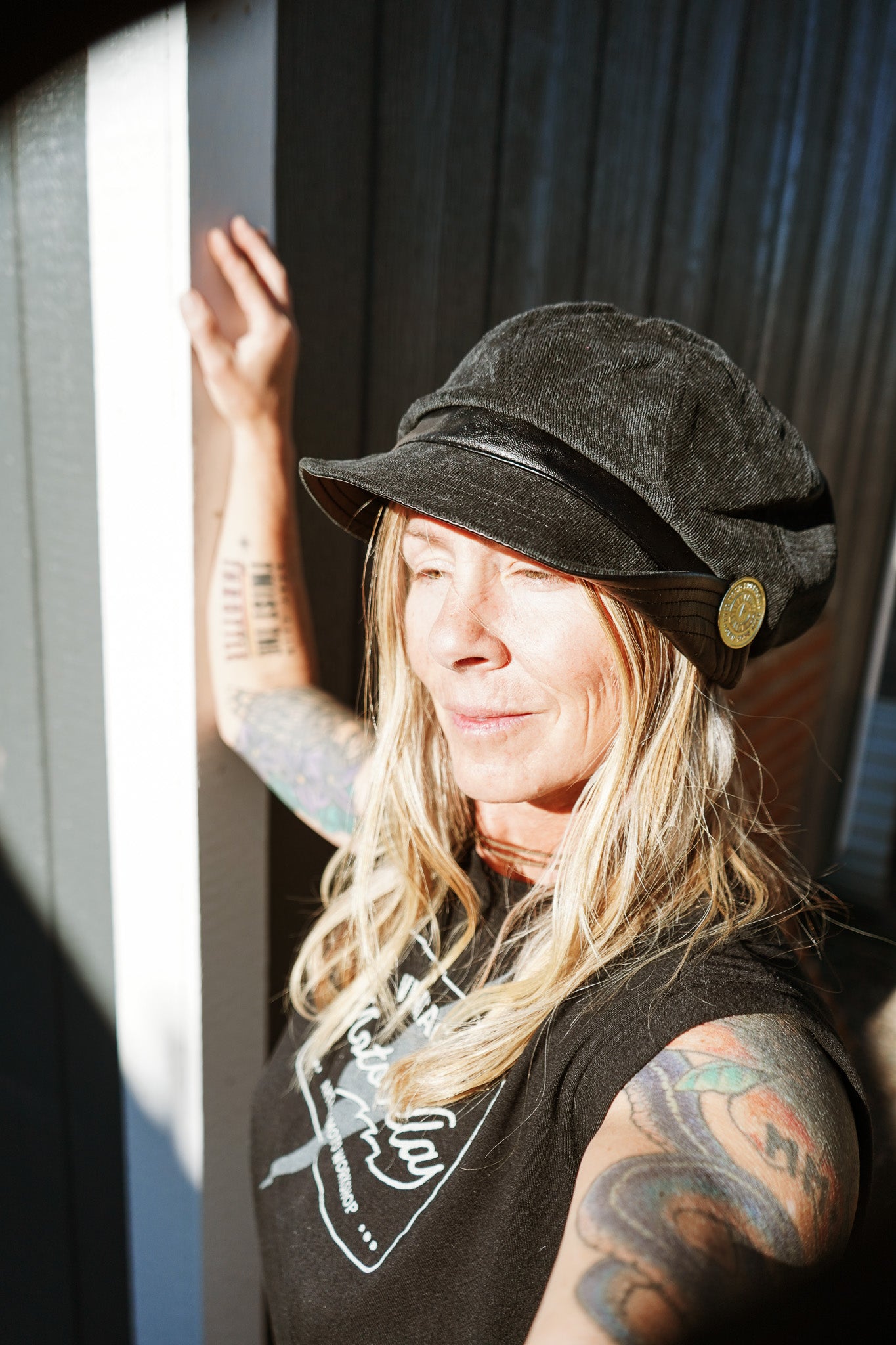 Corduroy Pageboy Hat + Hat Pin