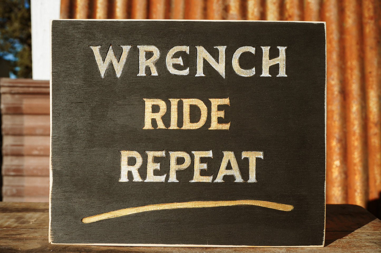 Handmade + Handpainted Garage Sign. Wrench Ride Repeat