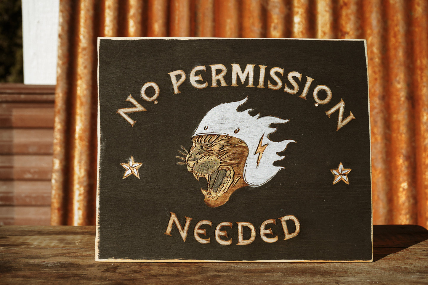 Handmade + Handpainted Garage Sign. No Permission Needed