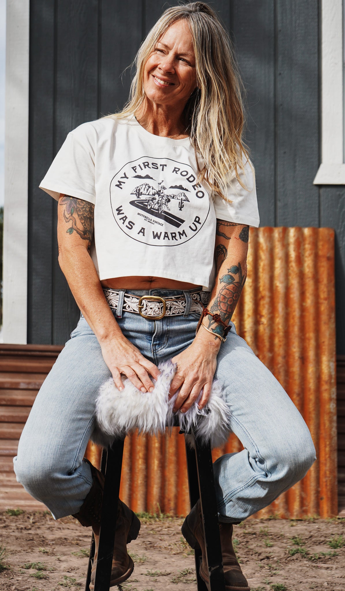 Not My First Rodeo Women's Crop Tee, Front Print