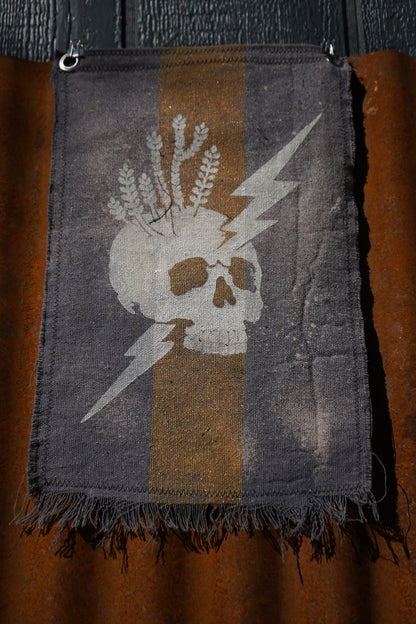 The Signal Flag — Skull & Lightning No. 03 · Bone on Gold Stripe · 10×14"